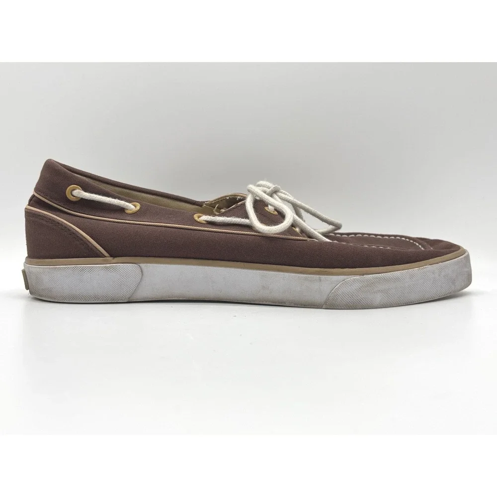 Polo Ralph Lauren Lander P Brown Canvas Boat Shoes Mens 10.5 D Sneakers